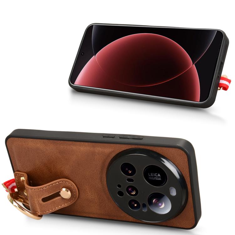 For Xiaomi 15 Ultra Wristband Leather Back Phone Case