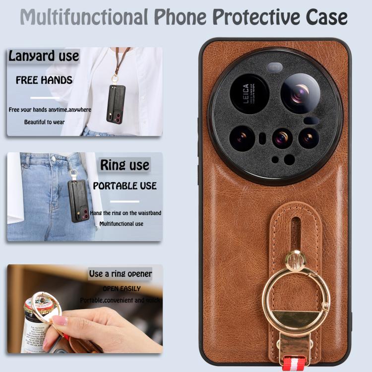 For Xiaomi 15 Ultra Wristband Leather Back Phone Case