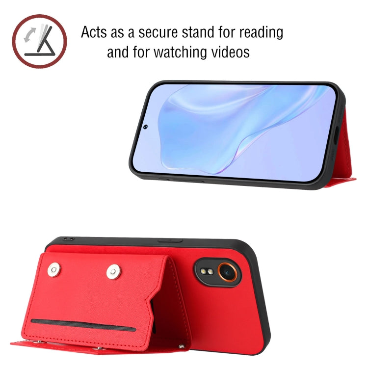 For Samsung Galaxy Xcover 7 Skin Feel Four Card Slots Phone Case with Wrist Strap