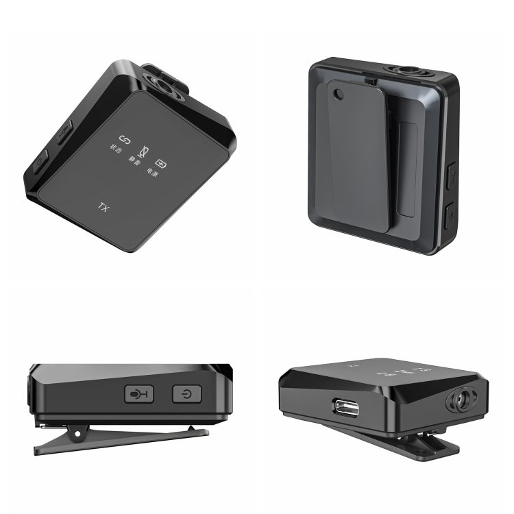 AP009 Wireless One to Two Lavalier Microphone with 3 in 1 Receiver - Black