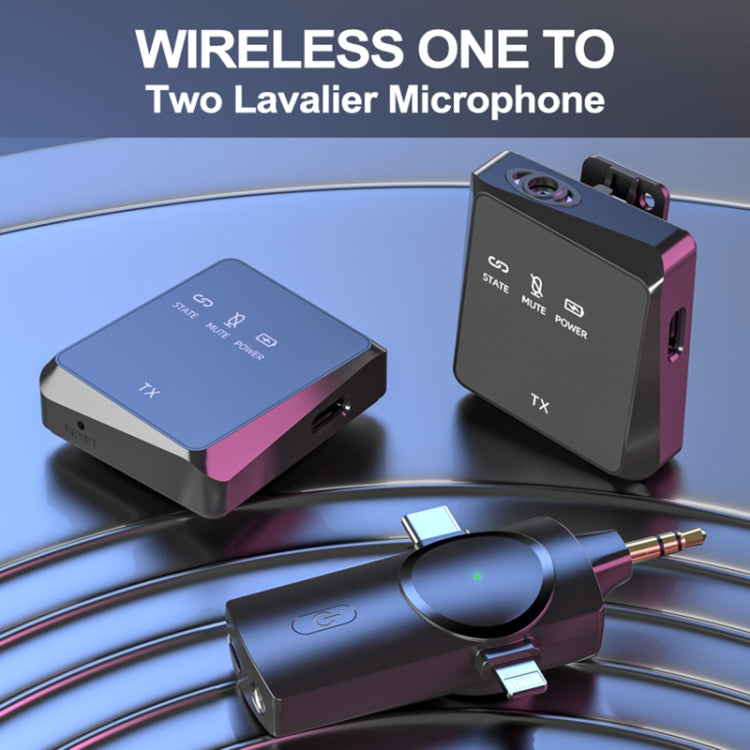 AP009 Wireless One to Two Lavalier Microphone with 3 in 1 Receiver - Black