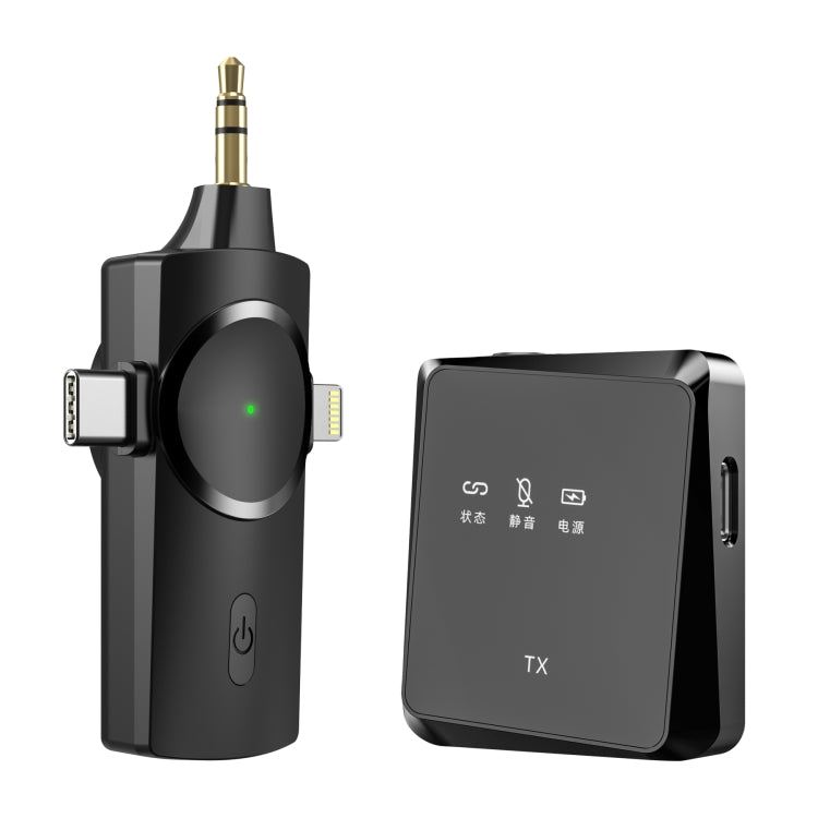 AP009 Wireless Lavalier Microphone with 3 in 1 Receiver - Black