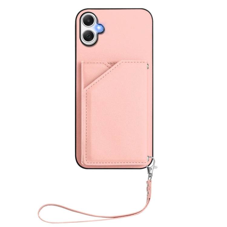 For Samsung Galaxy A06 Skin Feel Four Card Slots Phone Case with Wrist Strap