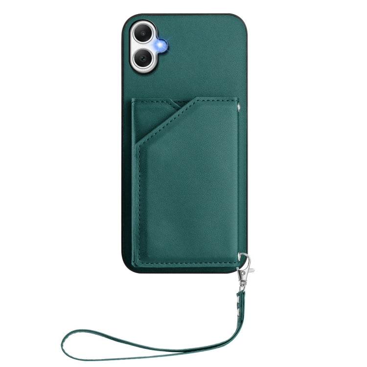 For Samsung Galaxy A06 Skin Feel Four Card Slots Phone Case with Wrist Strap