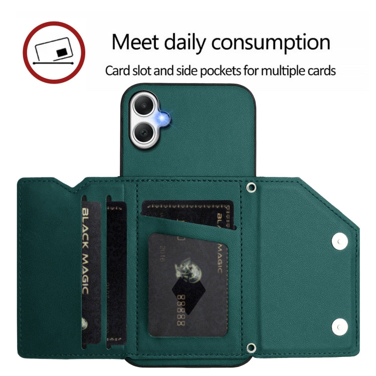For Samsung Galaxy A06 Skin Feel Four Card Slots Phone Case with Wrist Strap