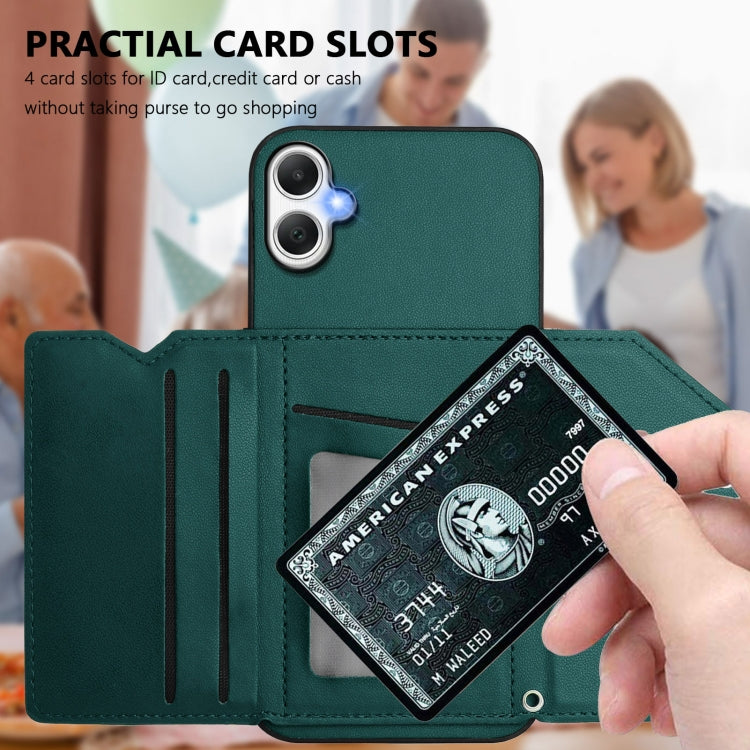 For Samsung Galaxy A06 Skin Feel Four Card Slots Phone Case with Wrist Strap