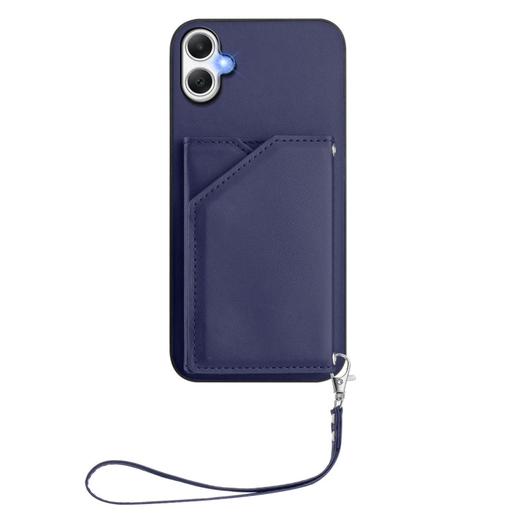 For Samsung Galaxy A06 Skin Feel Four Card Slots Phone Case with Wrist Strap