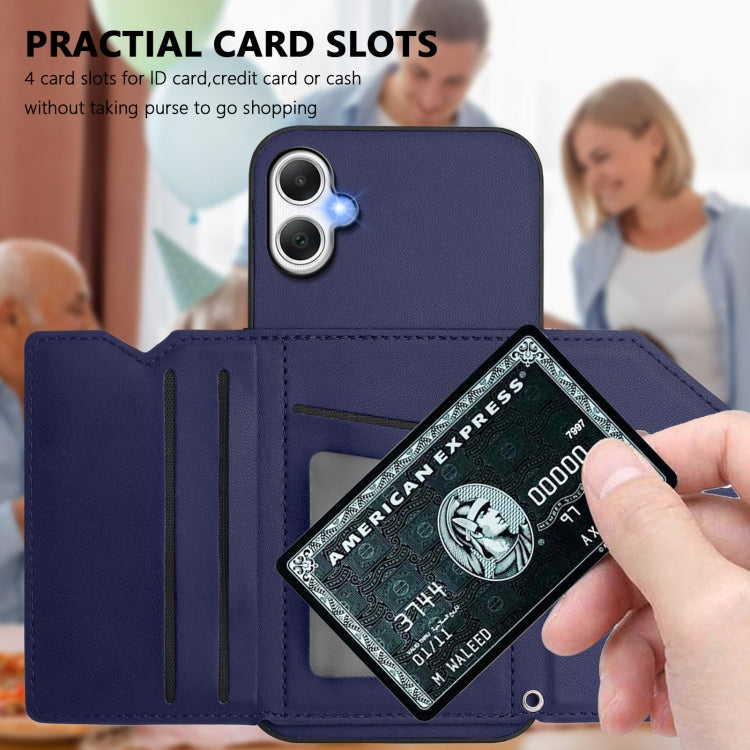 For Samsung Galaxy A06 Skin Feel Four Card Slots Phone Case with Wrist Strap