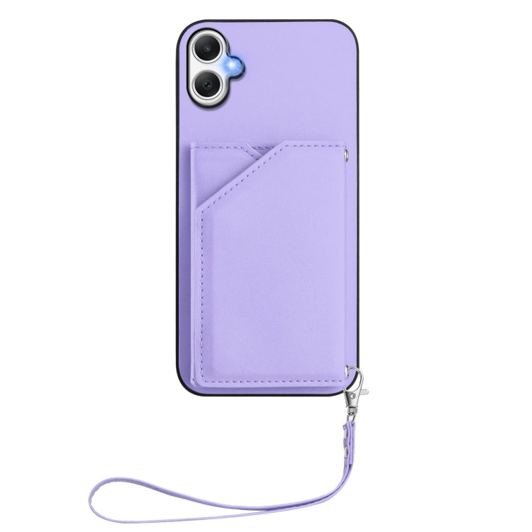 For Samsung Galaxy A06 Skin Feel Four Card Slots Phone Case with Wrist Strap