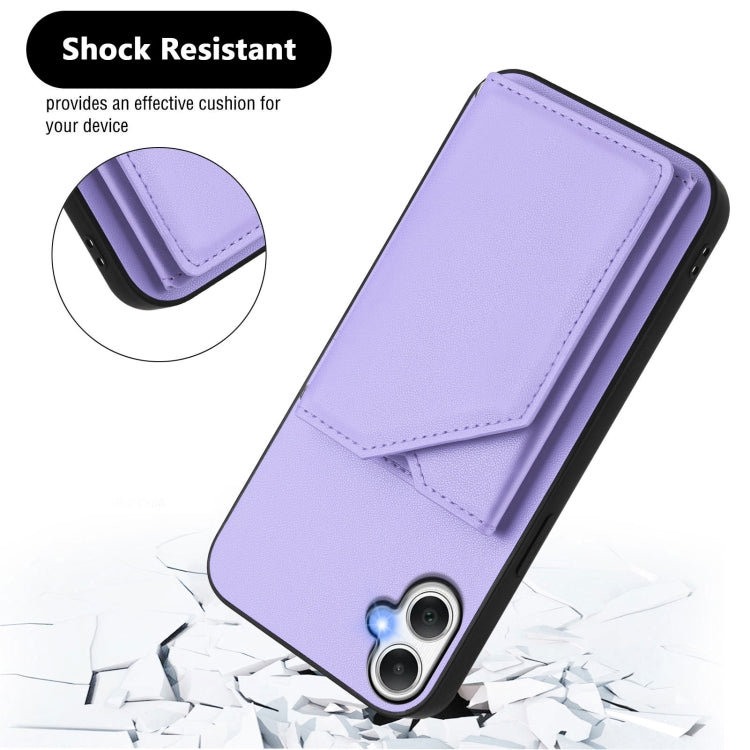 For Samsung Galaxy A06 Skin Feel Four Card Slots Phone Case with Wrist Strap