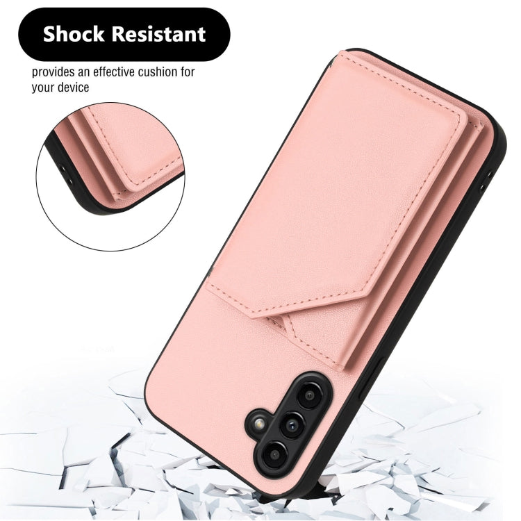 For Samsung Galaxy A13 5G / A04S Skin Feel Four Card Slots Phone Case with Wrist Strap