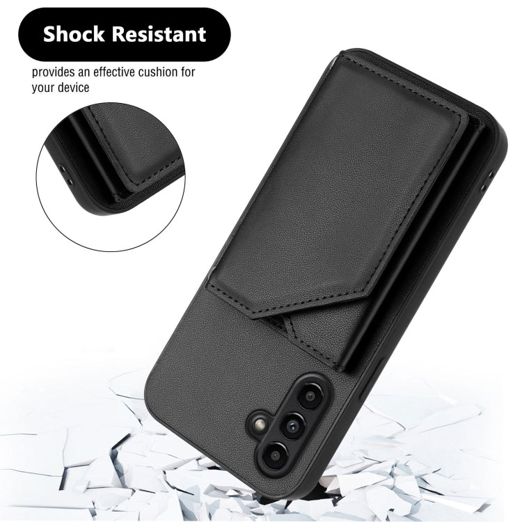 For Samsung Galaxy A13 5G / A04S Skin Feel Four Card Slots Phone Case with Wrist Strap