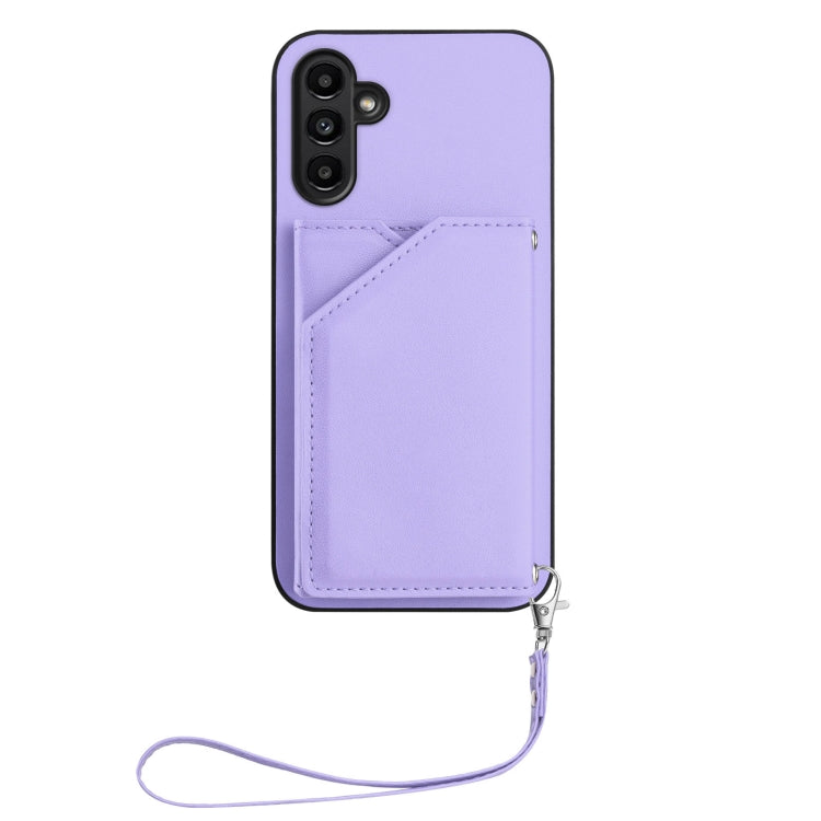 For Samsung Galaxy A13 5G / A04S Skin Feel Four Card Slots Phone Case with Wrist Strap