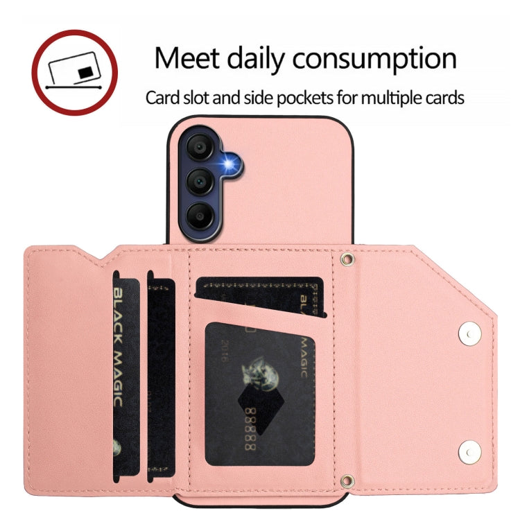 For Samsung Galaxy A16 Skin Feel Four Card Slots Phone Case with Wrist Strap