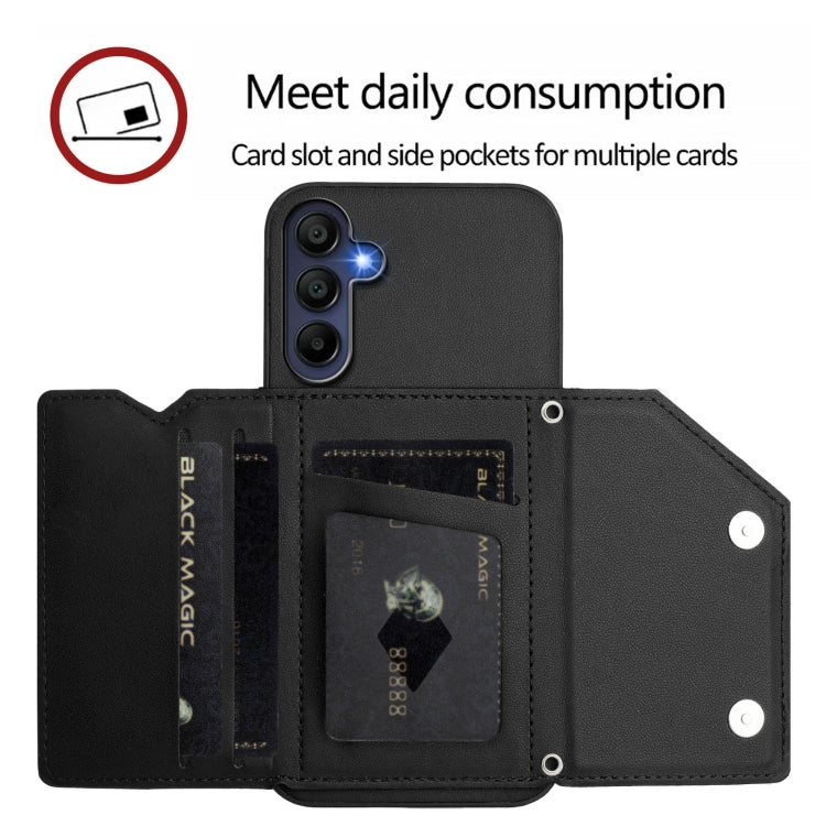 For Samsung Galaxy A16 Skin Feel Four Card Slots Phone Case with Wrist Strap