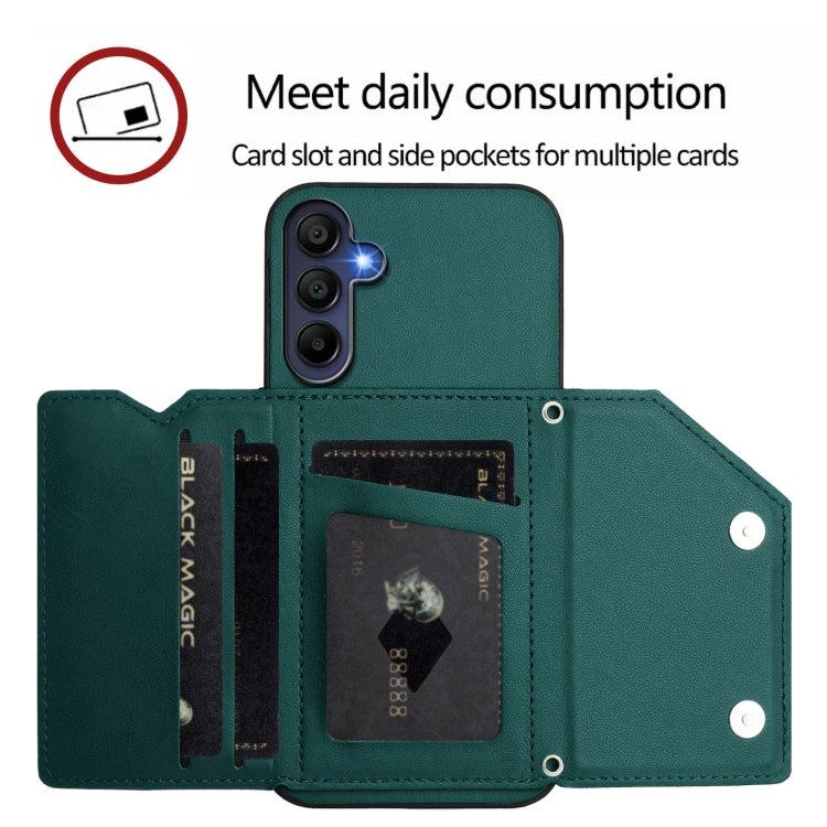 For Samsung Galaxy A16 Skin Feel Four Card Slots Phone Case with Wrist Strap
