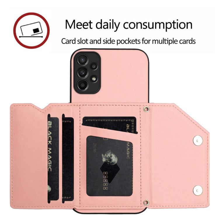For Samsung Galaxy A23 165.4 Skin Feel Four Card Slots Phone Case with Wrist Strap