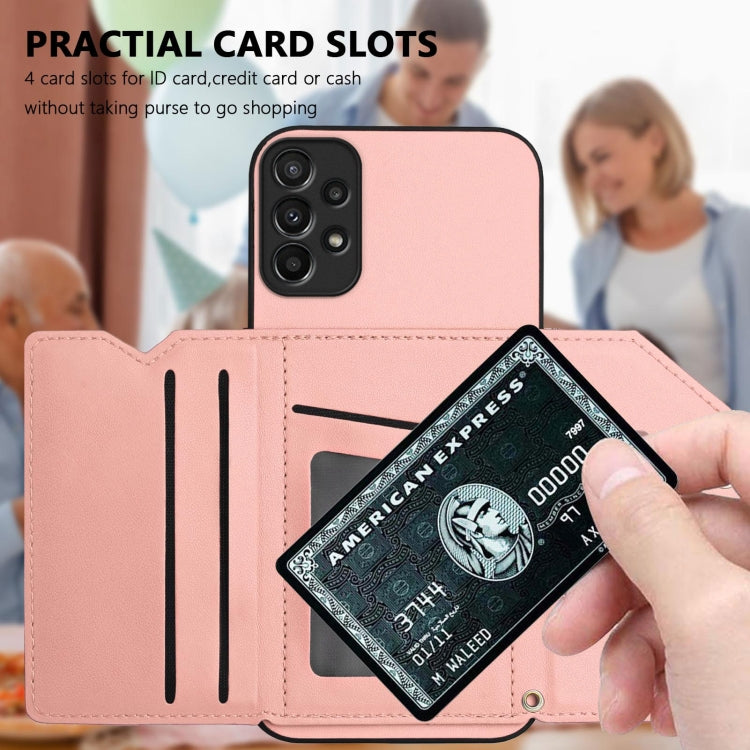 For Samsung Galaxy A23 165.4 Skin Feel Four Card Slots Phone Case with Wrist Strap