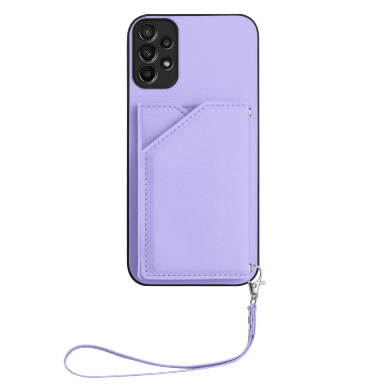 For Samsung Galaxy A23 165.4 Skin Feel Four Card Slots Phone Case with Wrist Strap