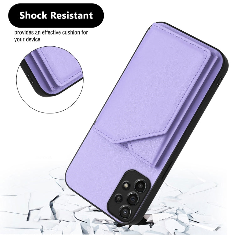 For Samsung Galaxy A23 165.4 Skin Feel Four Card Slots Phone Case with Wrist Strap