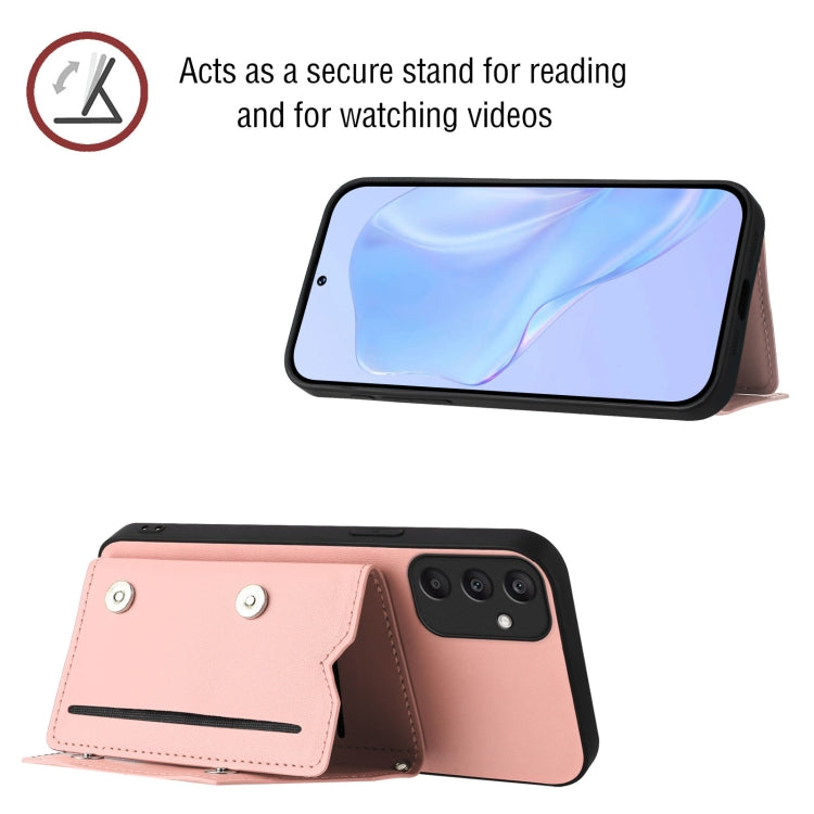 For Samsung Galaxy A25 Skin Feel Four Card Slots Phone Case with Wrist Strap
