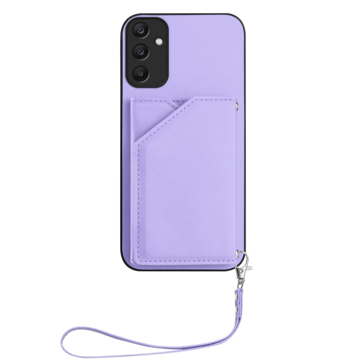 For Samsung Galaxy A25 Skin Feel Four Card Slots Phone Case with Wrist Strap