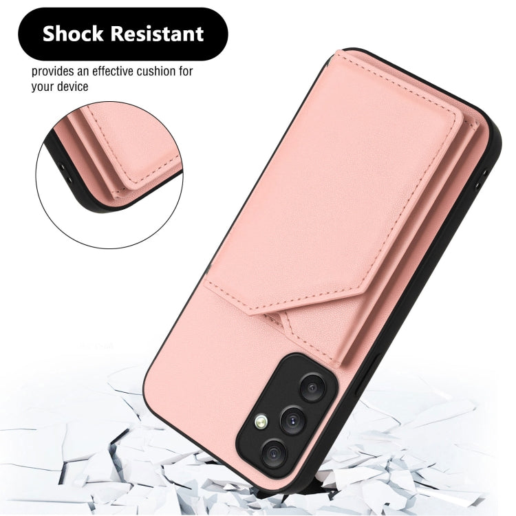 For Samsung Galaxy A34 5G Skin Feel Four Card Slots Phone Case with Wrist Strap