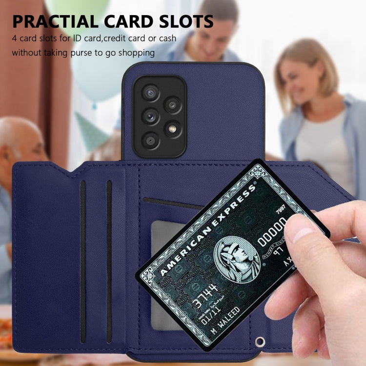 For Samsung Galaxy A52 Skin Feel Four Card Slots Phone Case with Wrist Strap