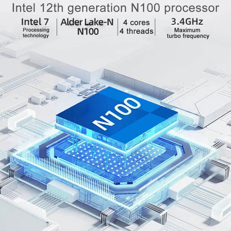 Jumper N100 Pro II Mini PC, Intel 12th Generation Alder Lake-N N100 Quad-core Dual RJ45, RAM: 8GB, ROM: 256GB - EU Plug