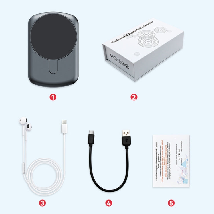 A1A Strong Magnetic Mobile Call Voice Recorder APP Recording Version, Memory:64GB - Black