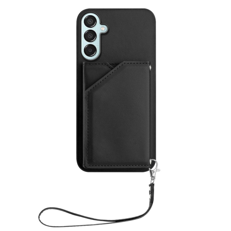 For Samsung Galaxy M15 / F15 Skin Feel Four Card Slots Phone Case with Wrist Strap