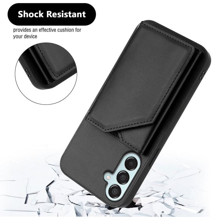 For Samsung Galaxy M15 / F15 Skin Feel Four Card Slots Phone Case with Wrist Strap