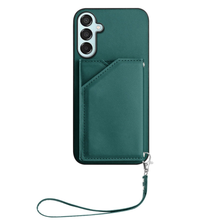 For Samsung Galaxy M15 / F15 Skin Feel Four Card Slots Phone Case with Wrist Strap