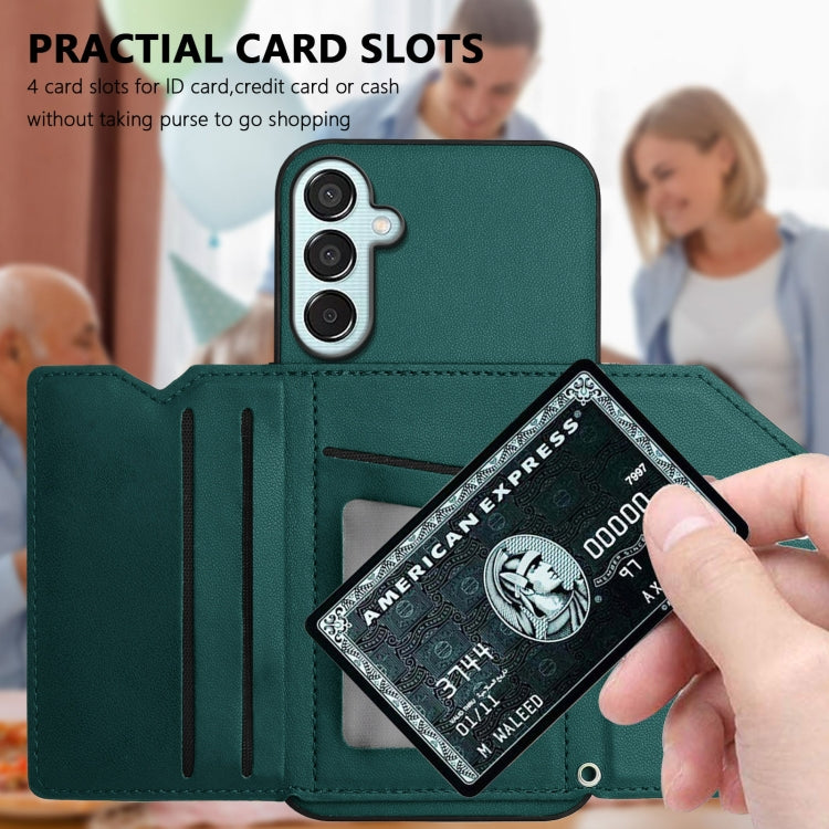 For Samsung Galaxy M15 / F15 Skin Feel Four Card Slots Phone Case with Wrist Strap