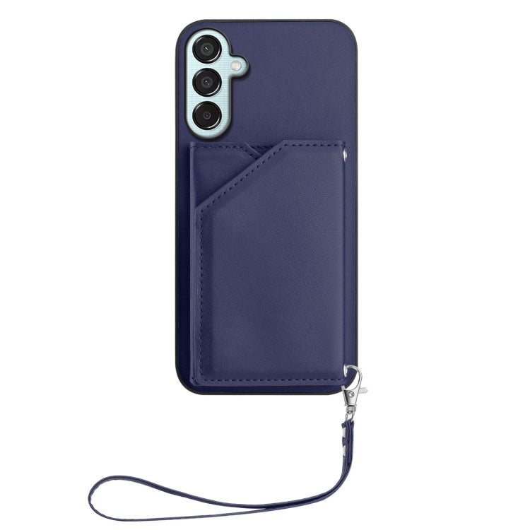 For Samsung Galaxy M15 / F15 Skin Feel Four Card Slots Phone Case with Wrist Strap