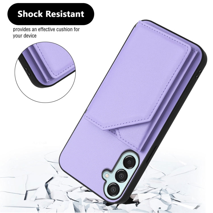 For Samsung Galaxy M15 / F15 Skin Feel Four Card Slots Phone Case with Wrist Strap