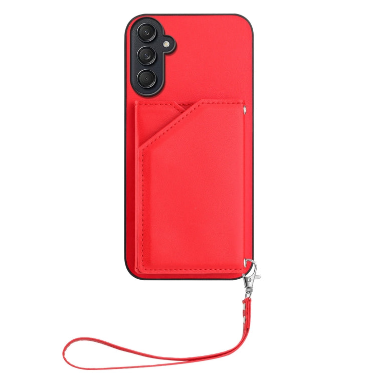 For Samsung Galaxy M55 / C55 5G Skin Feel Four Card Slots Phone Case with Wrist Strap