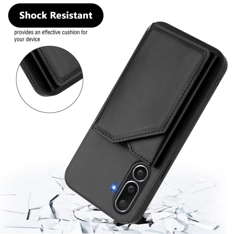 For Samsung Galaxy M56 5G Skin Feel Four Card Slots Phone Case with Wrist Strap
