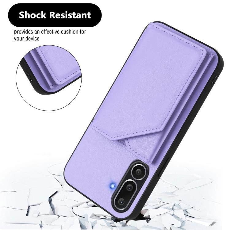 For Samsung Galaxy M56 5G Skin Feel Four Card Slots Phone Case with Wrist Strap