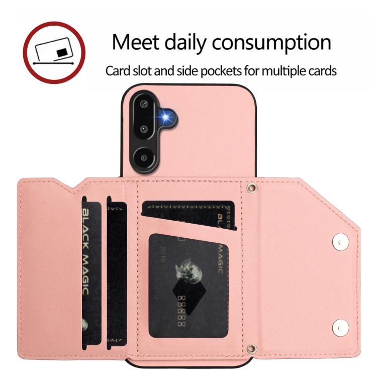 For Samsung Galaxy M16 5G / F16 5G Skin Feel Four Card Slots Phone Case with Wrist Strap