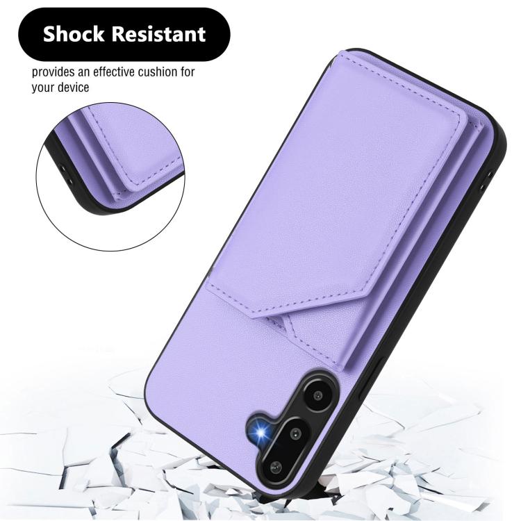 For Samsung Galaxy M16 5G / F16 5G Skin Feel Four Card Slots Phone Case with Wrist Strap