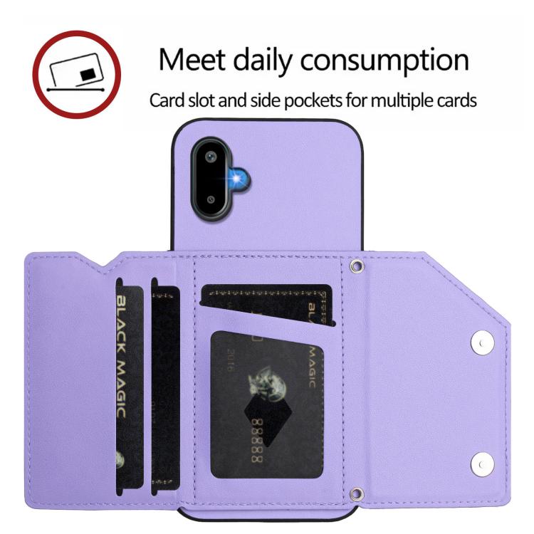 For Samsung Galaxy M06 5G / F06 5G Skin Feel Four Card Slots Phone Case with Wrist Strap
