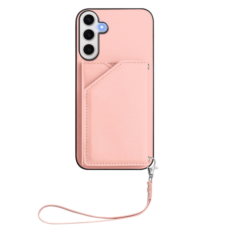For Samsung Galaxy S24 FE 5G Skin Feel Four Card Slots Phone Case with Wrist Strap