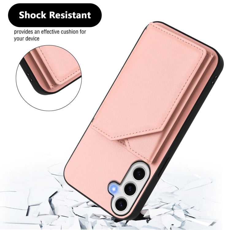 For Samsung Galaxy S24 FE 5G Skin Feel Four Card Slots Phone Case with Wrist Strap