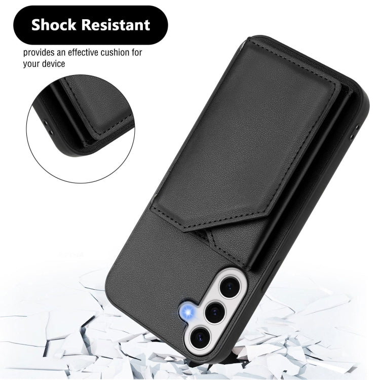 For Samsung Galaxy S24 FE 5G Skin Feel Four Card Slots Phone Case with Wrist Strap