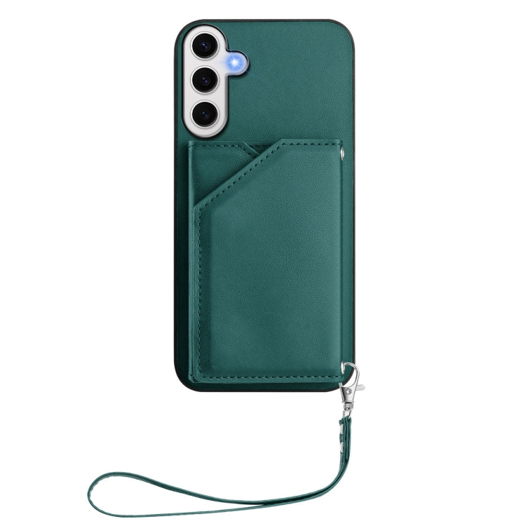 For Samsung Galaxy S24 FE 5G Skin Feel Four Card Slots Phone Case with Wrist Strap
