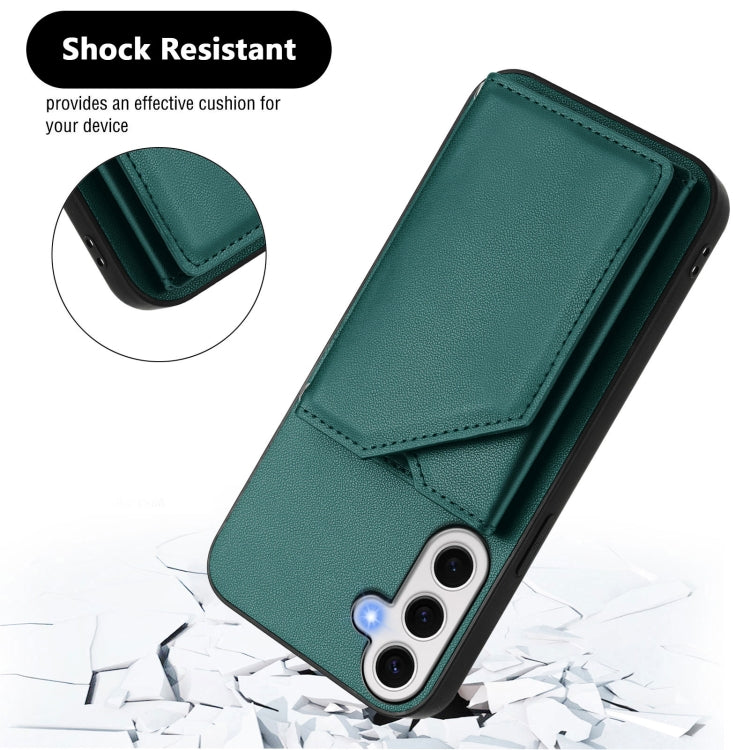 For Samsung Galaxy S24 FE 5G Skin Feel Four Card Slots Phone Case with Wrist Strap