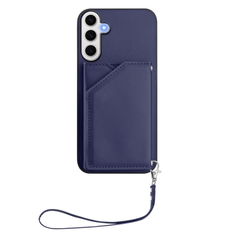 For Samsung Galaxy S24 FE 5G Skin Feel Four Card Slots Phone Case with Wrist Strap
