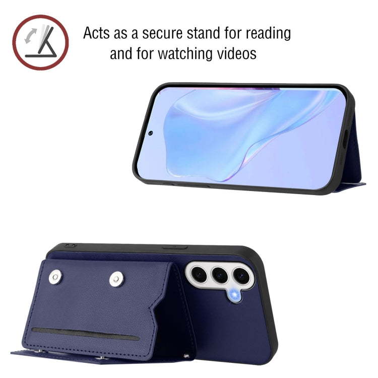 For Samsung Galaxy S24 FE 5G Skin Feel Four Card Slots Phone Case with Wrist Strap