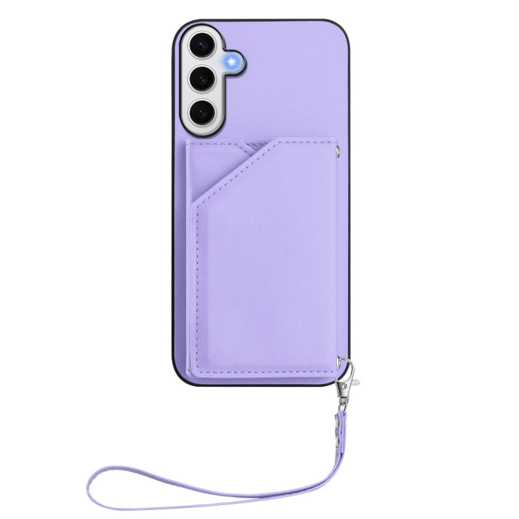 For Samsung Galaxy S24 FE 5G Skin Feel Four Card Slots Phone Case with Wrist Strap